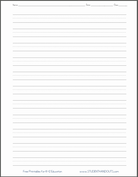 Lined Sheets for Handwriting Practice Unique Dashed Line Handwriting Practice Paper Printable Worksheet