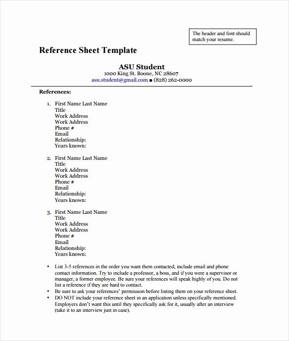 List Of Personal References Template Beautiful Reference Sheet Template 30 Free Word Pdf Documents