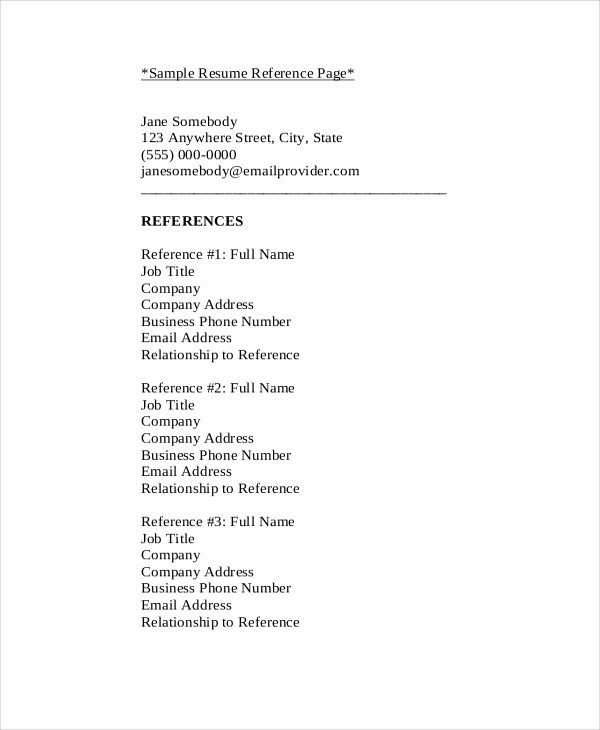 List Of Personal References Template New 9 Sample Reference Lists
