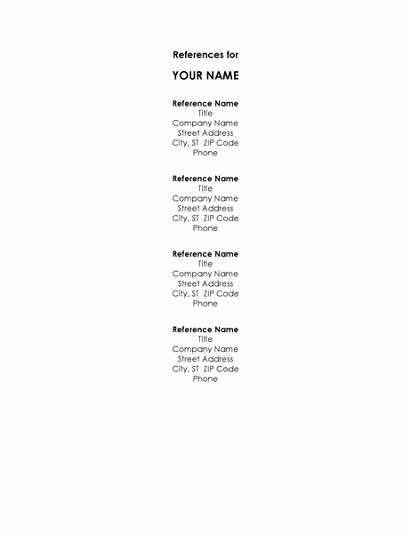 List Of Personal References Template Unique Lists Fice