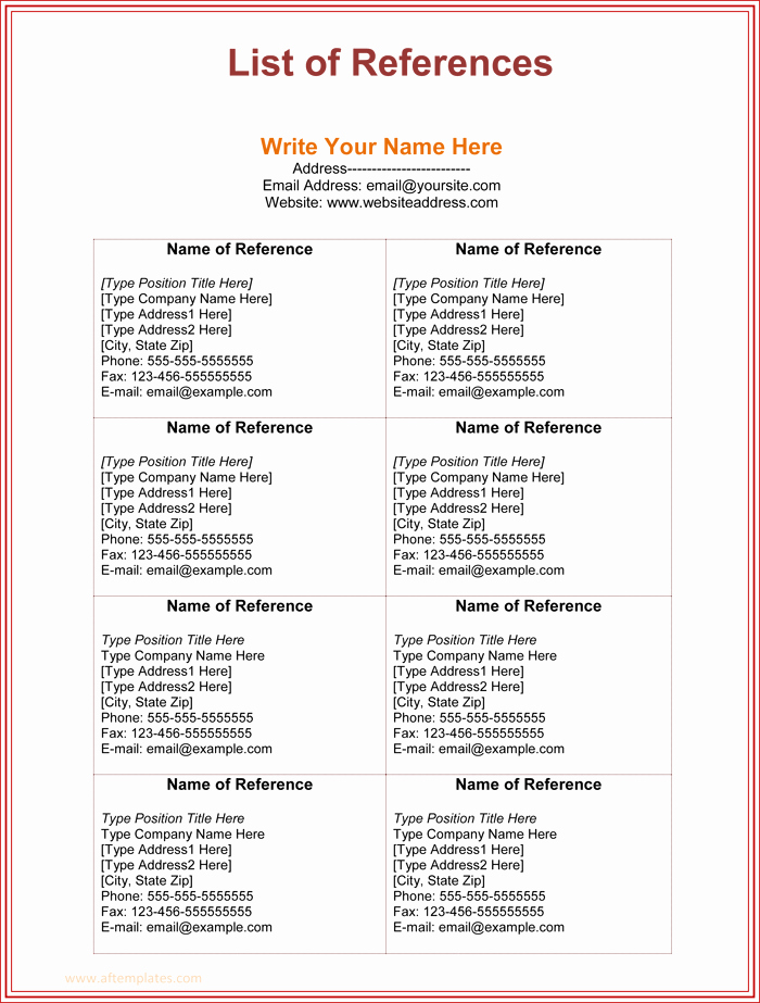 List Of Professional References Sample Fresh 3 Free Printable Reference List Template for Word