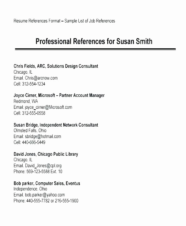List Of Professional References Sample Luxury Job Reference Page format A List References Sample