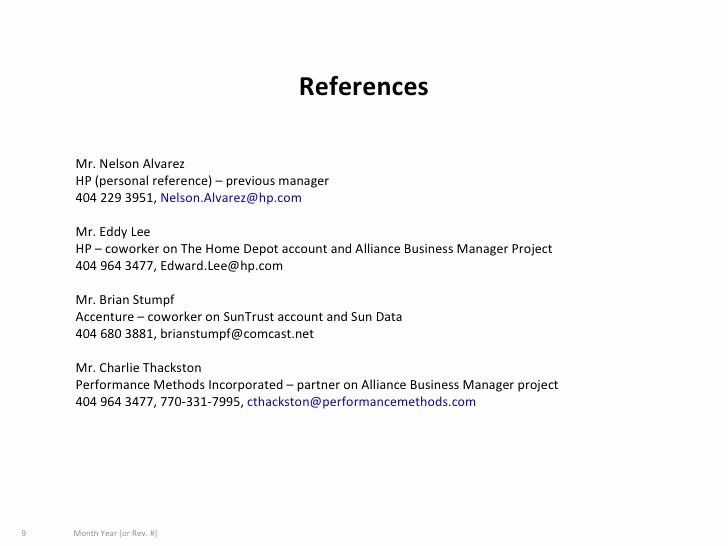Listing References On A Resume Fresh Mike Cooper Resume Deals Won References Performance Review Ex…