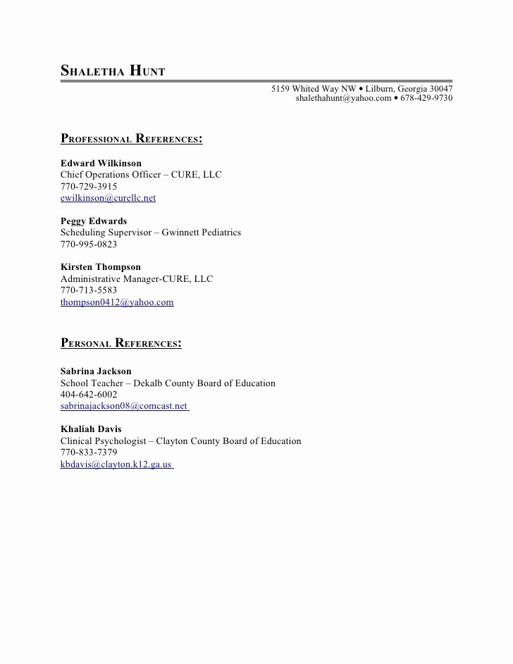 Listing References On A Resume Inspirational Professional References List Google Search
