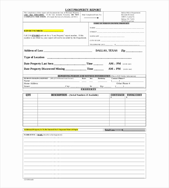 Lost and Found form Sample New 17 Sample Police Report Templates Pdf Doc