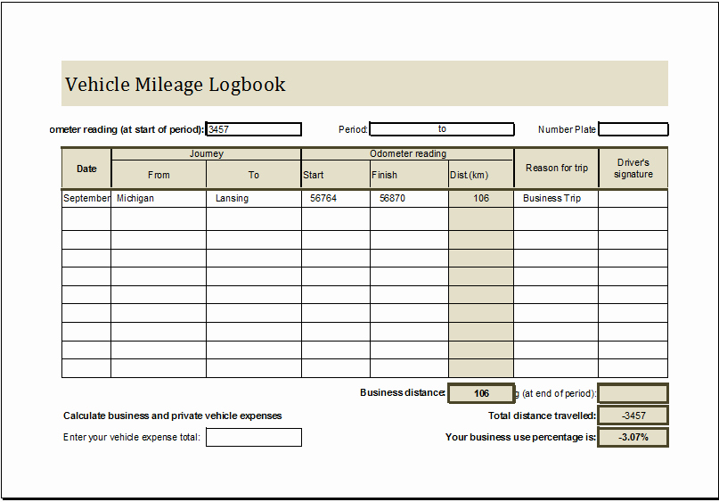 Lost and Found Log Book Unique Vehicle Mileage Log Book Ms Excel Editable Template