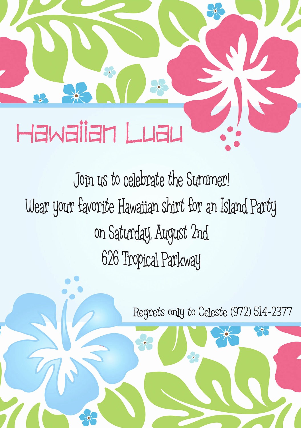 Luau Party Invitations Templates Free Beautiful Hawaiian Luau Party Invitation
