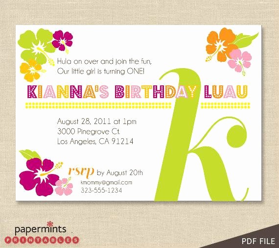 Luau Party Invitations Templates Free Inspirational Printable Hawaiian Luau Party Invitation by