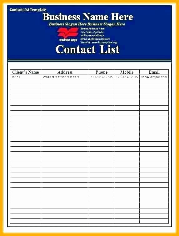 Mailing List Template Microsoft Word Luxury Excel Phone List Template Beautiful Business Contact List