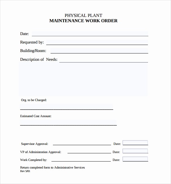 Maintenance Work order Template Excel Inspirational 8 Sample Maintenance Work order forms