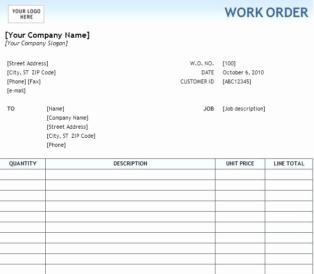 Maintenance Work order Template Excel Lovely Example format Template for events Work order form Excel
