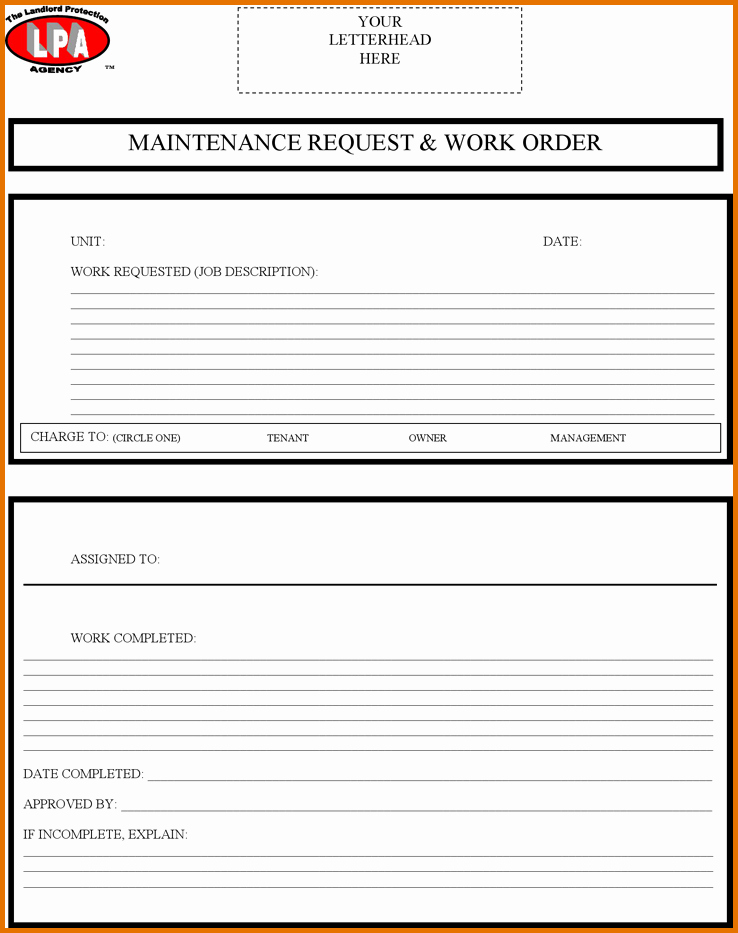 Maintenance Work order Template Excel Unique 8 Maintenance Work order Templatereference Letters Words