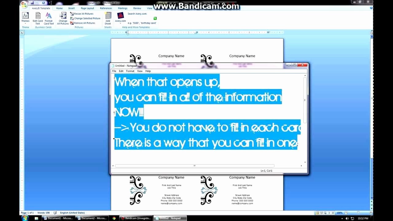 Make A Card In Word Unique How to Create Business Cards On Microsoft Word 2007