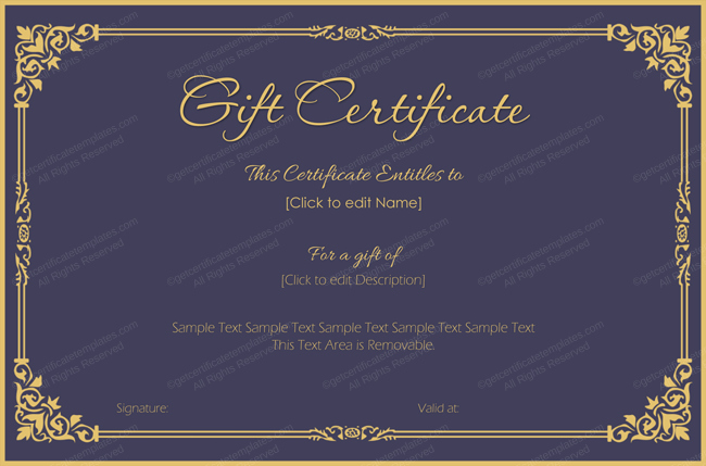 Make A Gift Certificate Free Awesome Royal Velvet Gift Certificate Template Get Certificate