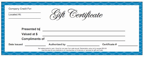 Make A Gift Certificate Free Beautiful Blue Make Gift Certificates with Printable