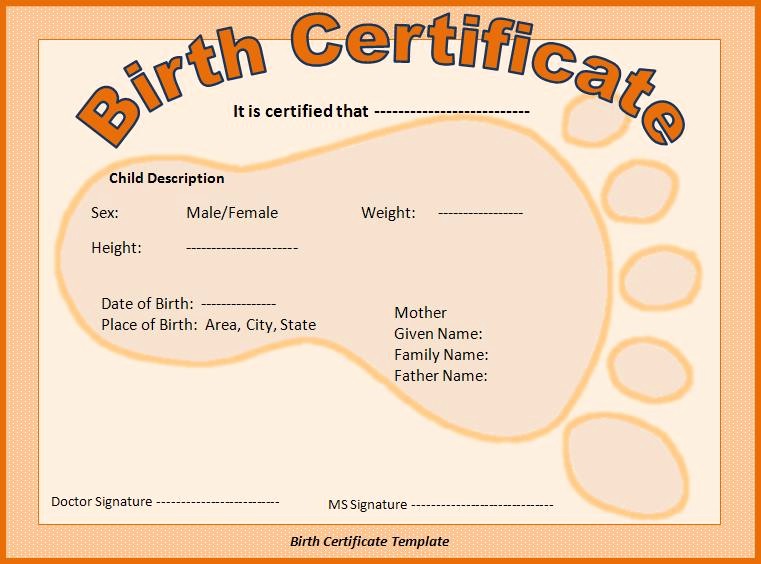 Make Your Own Certificate Templates Lovely Birth Certificate Template Free formats Excel Word