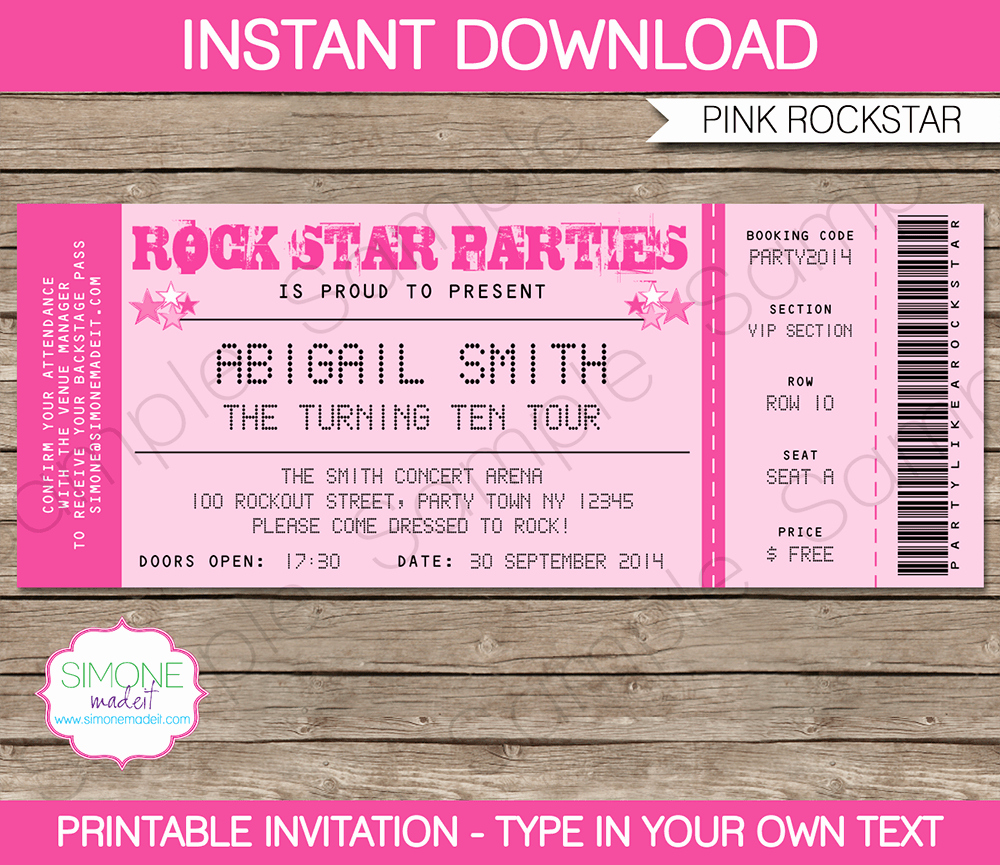 Editable Concert Ticket Template
