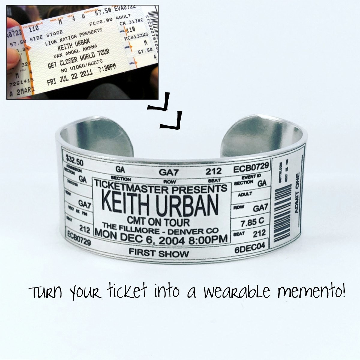 Make Your Own Concert Tickets New Concert Ticket Bracelet Personalized Concert Ticket Bracelet