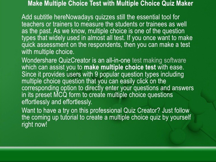 Making A Multiple Choice Test Beautiful Make Multiple Choice Test with Multiple Choice Quiz