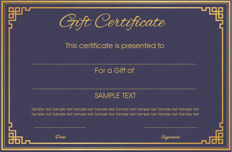 Making Gift Certificates Online Free Awesome Royal Blue Gift Certificate Template Get Certificate