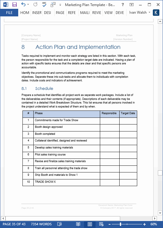 Marketing Action Plan Template Excel Luxury Marketing Plan Template – 40 Page Ms Word Template and 10