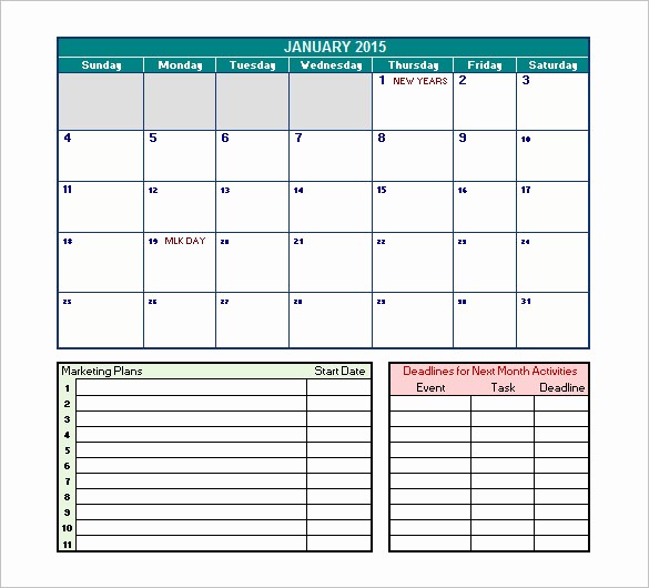 Marketing Calendar Template Excel 2015 Beautiful 40 Microsoft Calendar Templates Free Word Excel