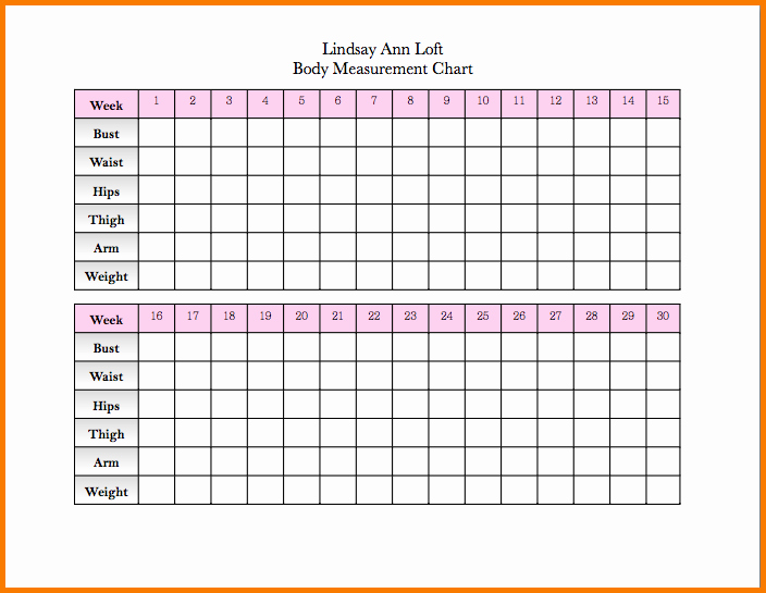 Measurement Chart for Weight Loss Lovely Weight Loss Measurement Chart