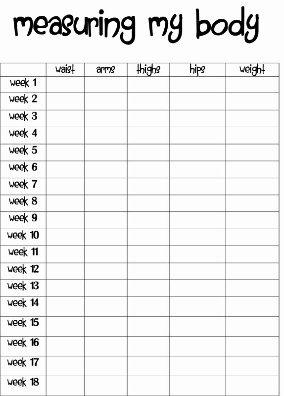 Measurement Chart for Weight Loss New Fitness Food Motivation • Measuring Chart Motivational