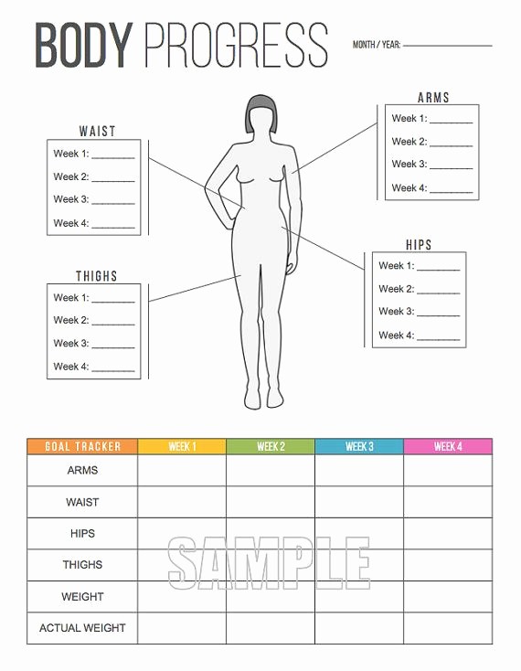 Measurements for Weight Loss Chart New Body Progress Tracker Printable Body Measurements