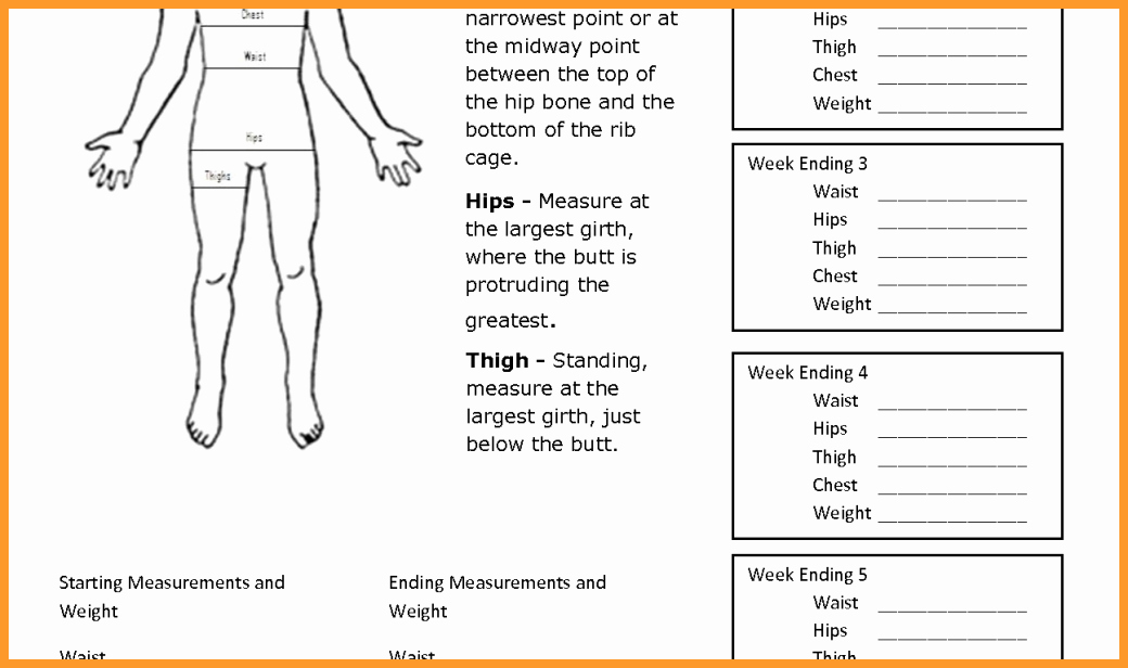 Measurements for Weight Loss Chart Unique 6 7 Body Measurement Chart for Weight Loss