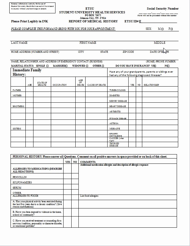 Medical History form Template Pdf Best Of Medical History form Template – Templates Free Printable