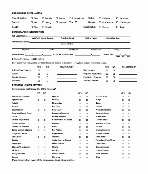 Medical History form Template Pdf Elegant Medical History form 10 Download Free Documents In Pdf Word