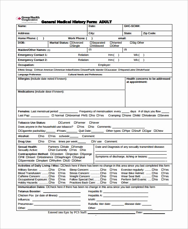 Medical History form Template Pdf Fresh 15 Medical History forms