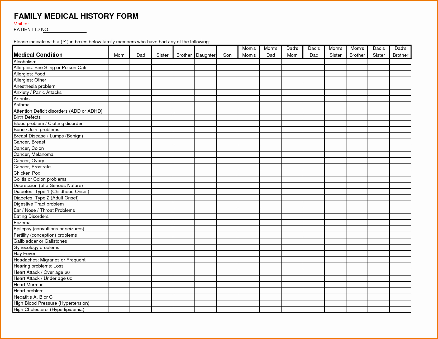 Medical History form Template Pdf Fresh Family Health History form Template Seven Features