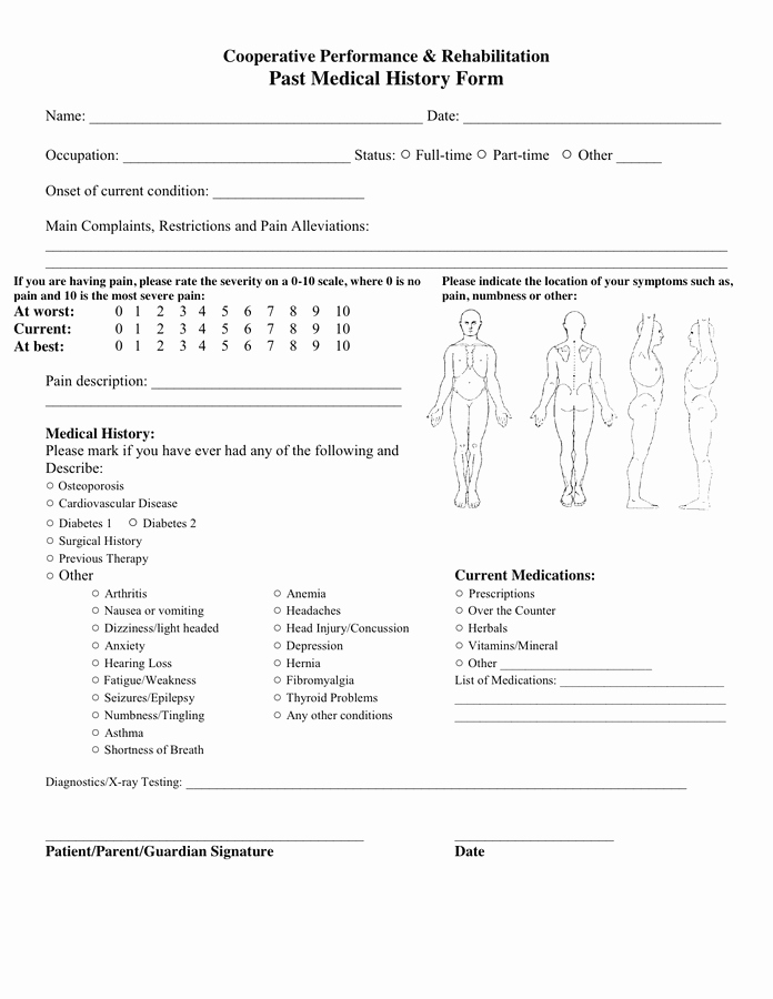 Medical History form Template Pdf Fresh Past Medical History form In Word and Pdf formats