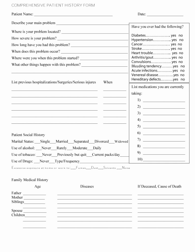 Medical History form Template Pdf Lovely 67 Medical History forms [word Pdf] Printable Templates