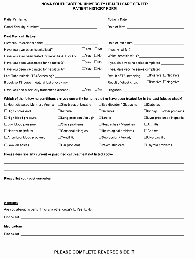 Medical History form Template Pdf New Medical History form Samples Learn More About A Patients