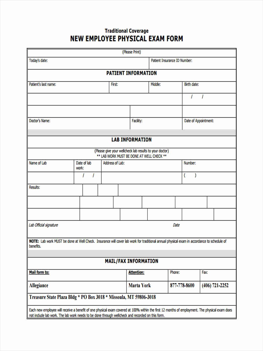 Medical Physical form for Employment Lovely Employee Physical form 5 Free Documents In Word Pdf