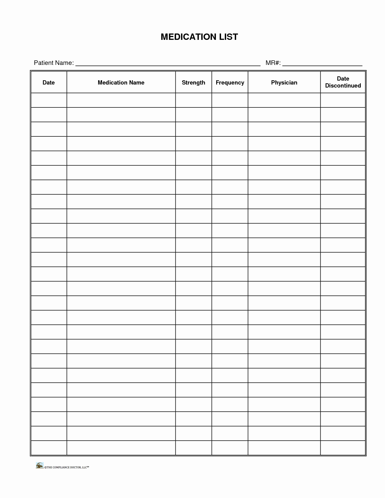 Medication Chart Template Free Download New Patient Medication List Template
