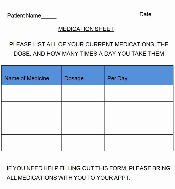 Medication Chart Template Free Download Unique Medication Sheet Template 10 Free Word Excel Pdf