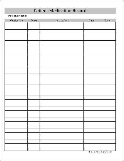 Medication Log Sheet for Patients Awesome Free Basic Medication Record From formville