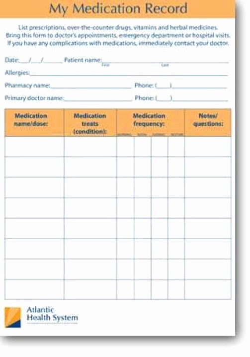 Medication Log Sheet for Patients Inspirational 5 Patient Medication Log Templates – Word Templates