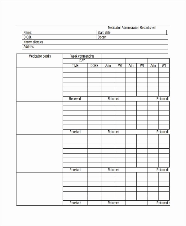 Medication Log Sheet for Patients Luxury Medication Sheet Template 10 Free Word Excel Pdf