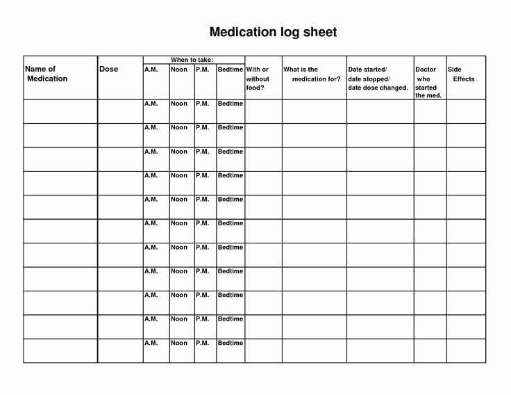 Medication Log Sheet for Patients Unique 7 Best Of Printable Patient Medication Log Sheet