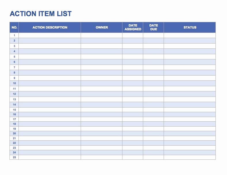 Meeting Action Items Tracker Excel Lovely 15 Free Task List Templates Smartsheet