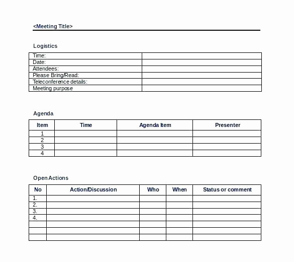 Meeting Action Items Tracker Excel Luxury Meeting Agenda Template Doc Business Latest Captures