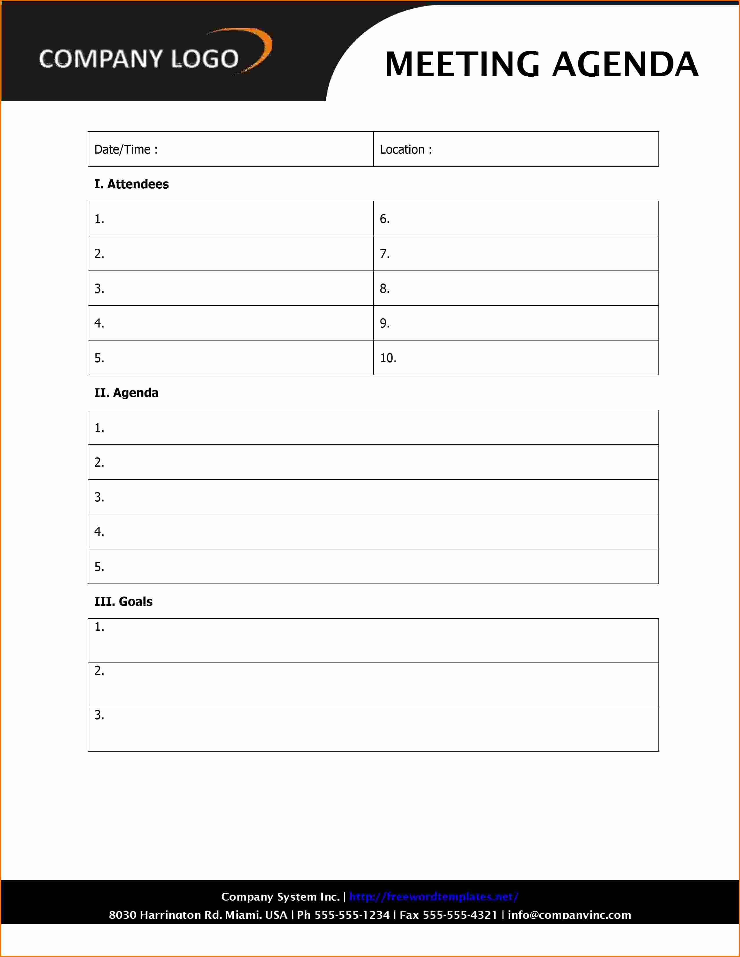 Meeting Agenda Template Word Free Awesome 5 Free Agenda Templates