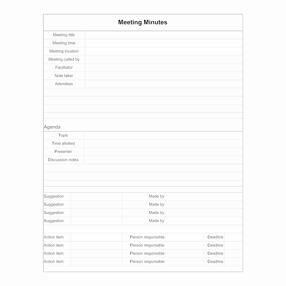 Meeting Agenda with Notes Template Awesome Meeting Minutes form Template