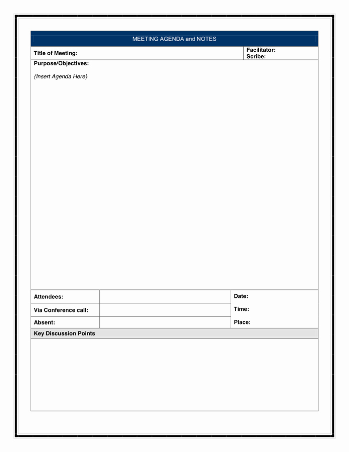 Meeting Agenda with Notes Template Elegant Agenda and Meeting Notes Template In Word and Pdf formats