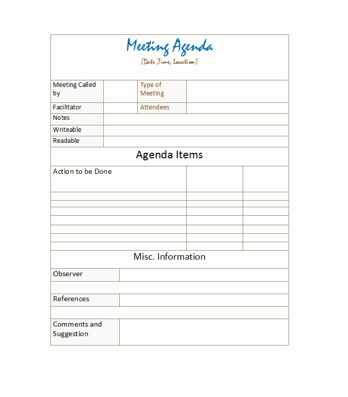 Meeting Agenda with Notes Template Inspirational 46 Effective Meeting Agenda Templates Template Lab